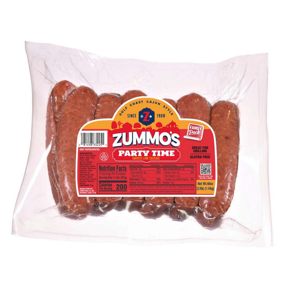 Zummo's Party Time Smoked Sausage Links Family Pack, 40 oz