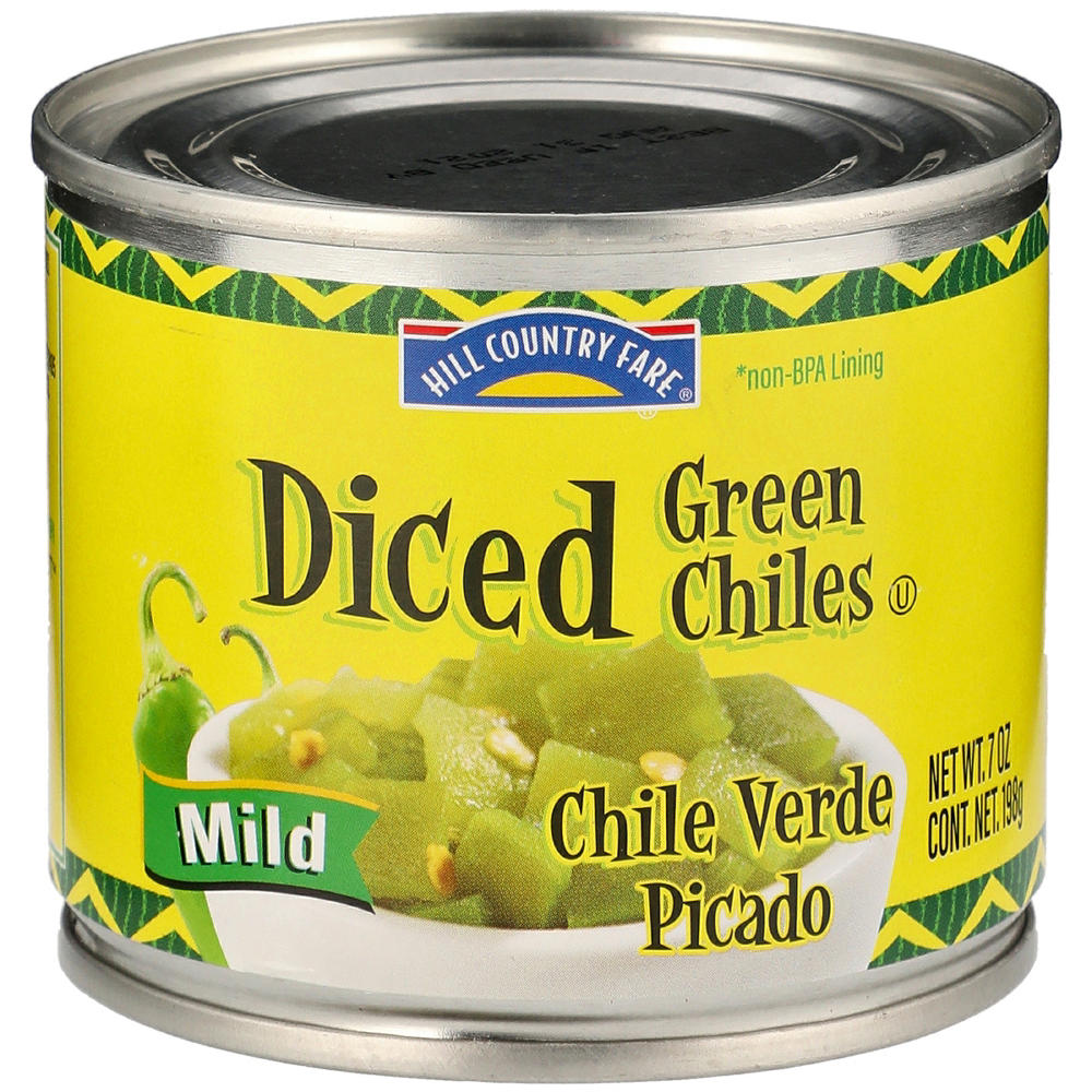 Hill Country Fare Diced Mild Green Chiles, 7 oz