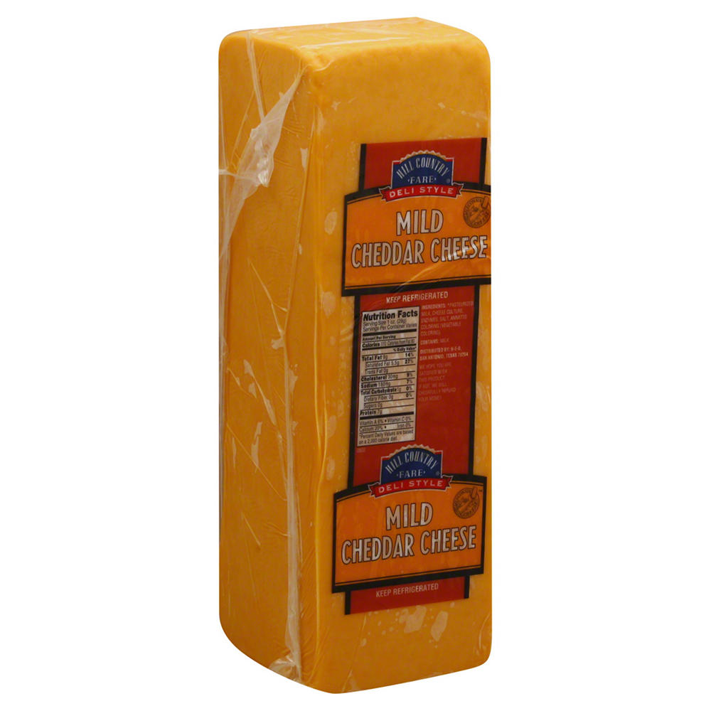 Hill Country Fare Deli-Style Mild Cheddar Cheese, Custom Sliced, lb