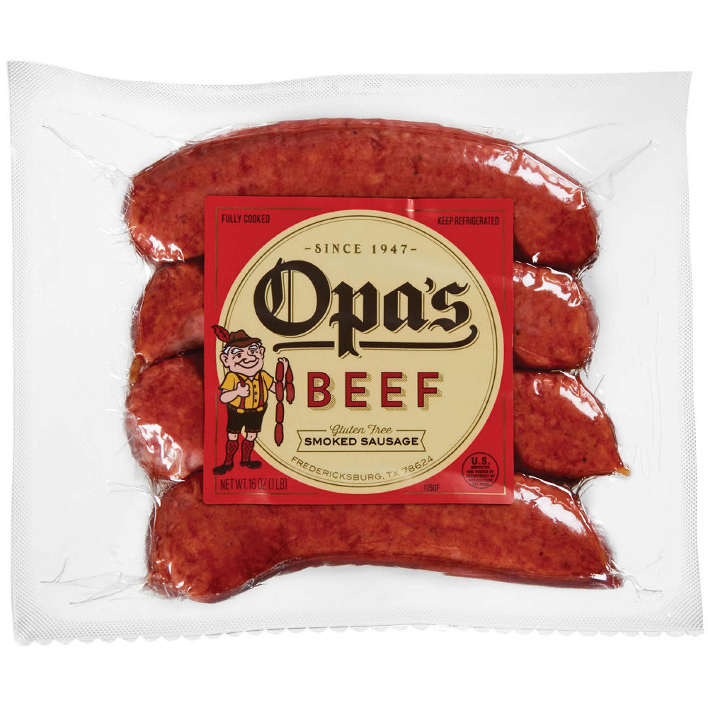 Opa's Beef Smoked Sausage Links, 4 ct
