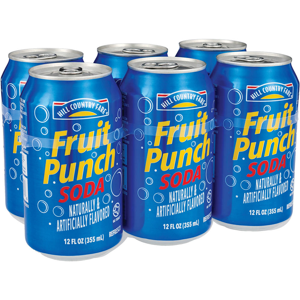 Hill Country Fare Fruit Punch Soda 6pk Cans, 12 oz