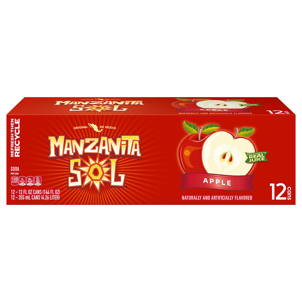 Manzanita Sol Apple Soda Soft Drink 12 pk Cans, 12 oz