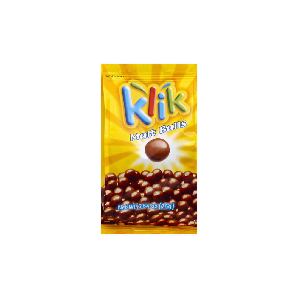Klik Kosher Chocolate Covered Malt Balls, 2.64 oz