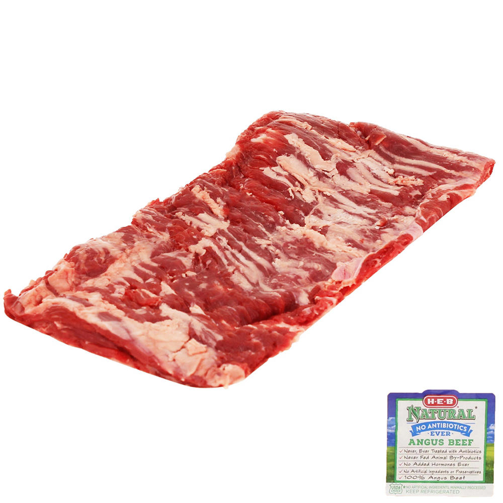 H-E-B Natural Angus Beef Inside Skirt Steak - USDA Choice, Avg. 1.21 lbs