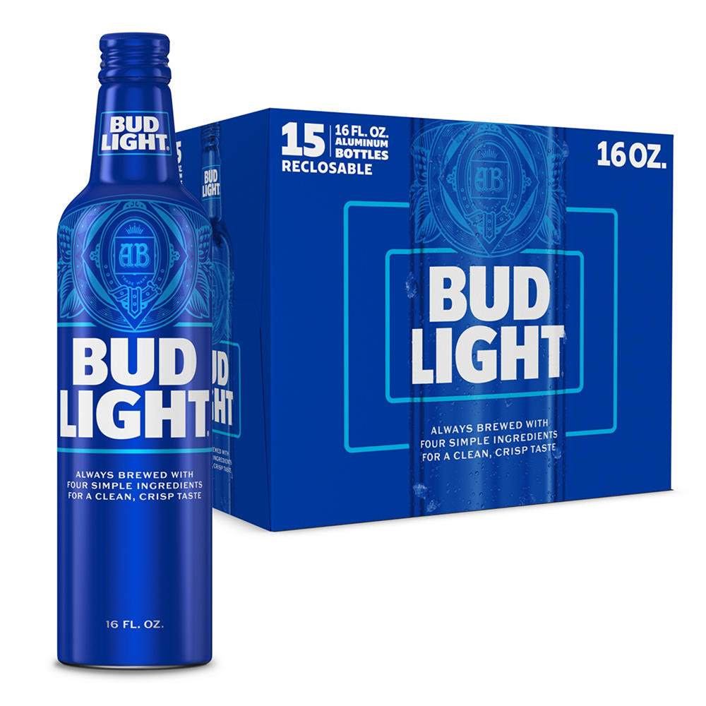 Bud Light American Lager Beer Aluminum Bottles, 15 pack, 16 oz