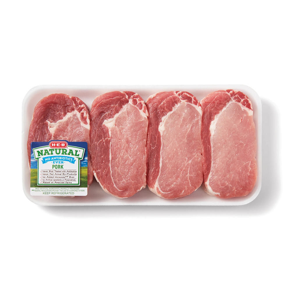 H-E-B Natural Boneless Ribeye Pork Chops, Thick Cut, Avg. 1.31 lbs