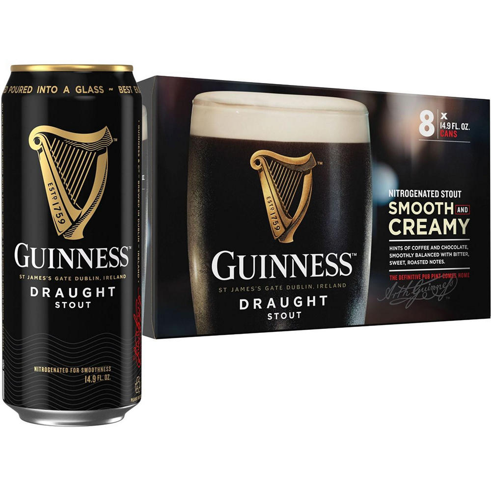 Guinness Draught Stout Beer 8 pk Cans, 14.9 oz