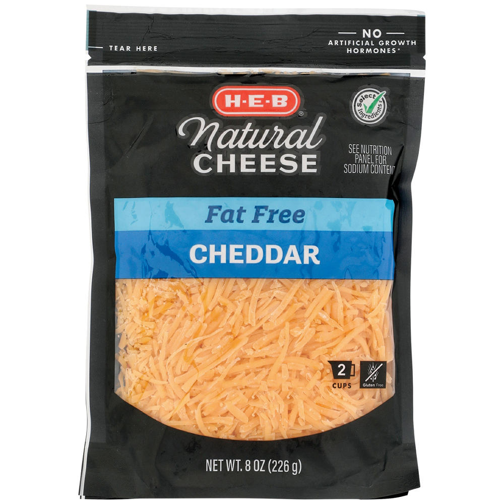 H-E-B Fat Free Cheddar Shredded Cheese, 8 oz