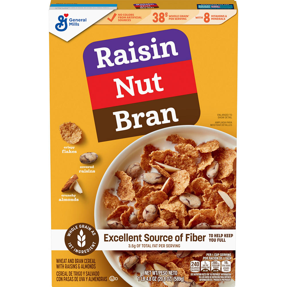 Raisin Nut Bran Raisin Nut Bran with Almonds and Covered Raisins Cereal, 20.8 oz