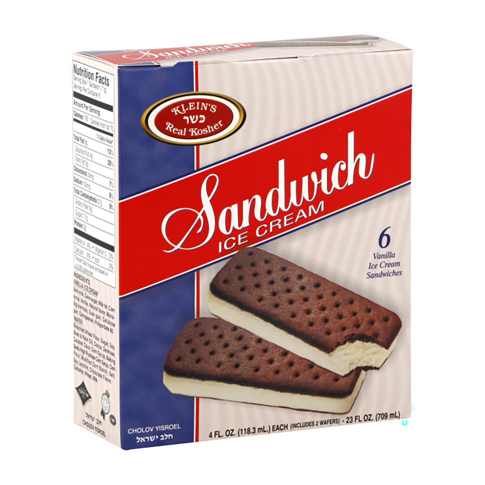 Klein's Kosher Vanilla Ice Cream Sandwiches, 6 ct