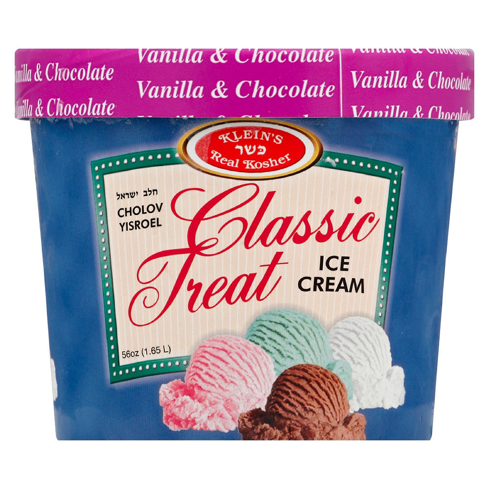 Klein's Kosher Vanilla & Chocolate Ice Cream, 1/2 gal