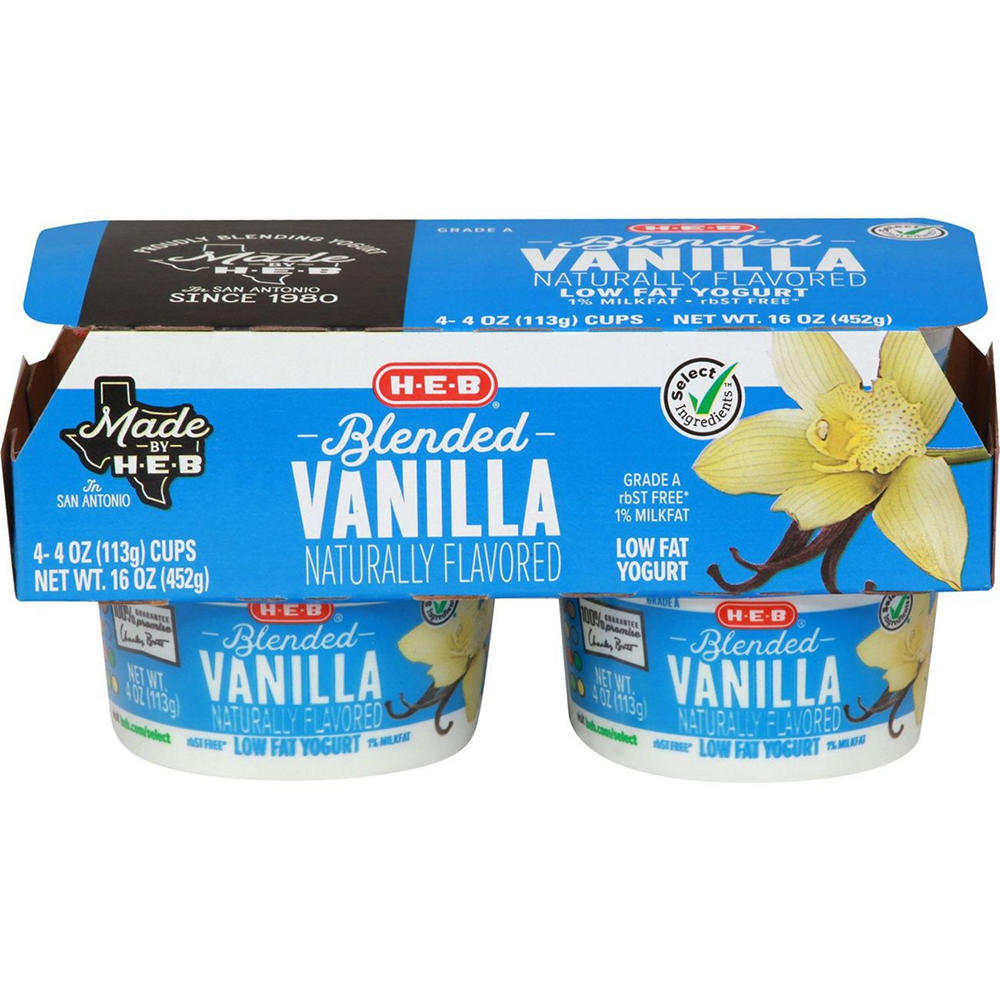 H-E-B Blended Vanilla Low-Fat Yogurt, 4 ct