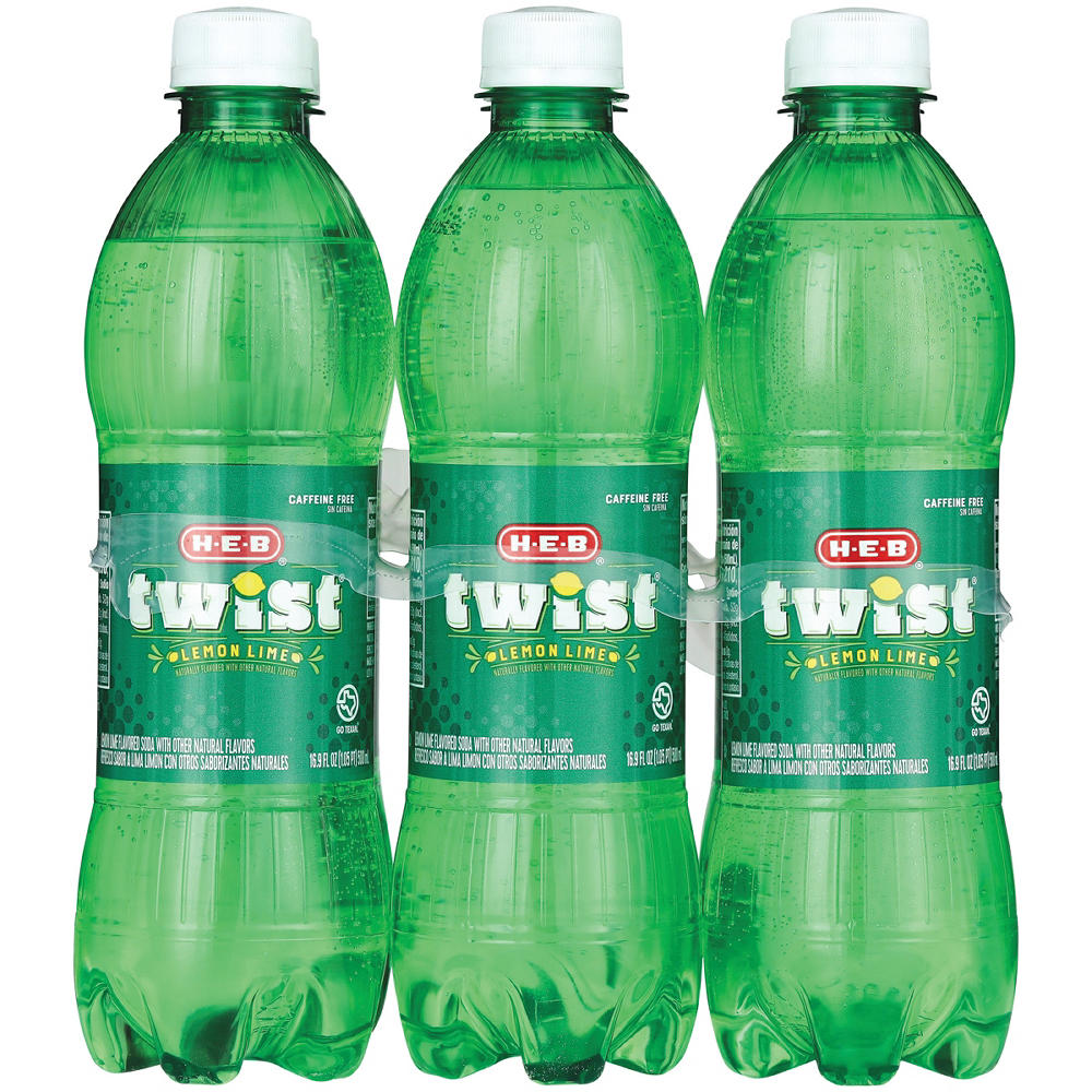 H-E-B Twist Lemon Lime Soda 6 pk Bottles, 16.9 oz