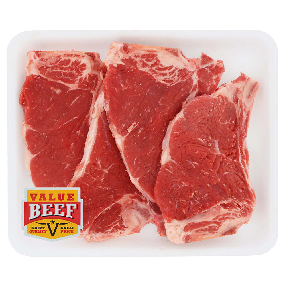 H-E-B Value Beef Bone-In New York Strip Steaks, Thin Cut, Avg. 1.46 lbs
