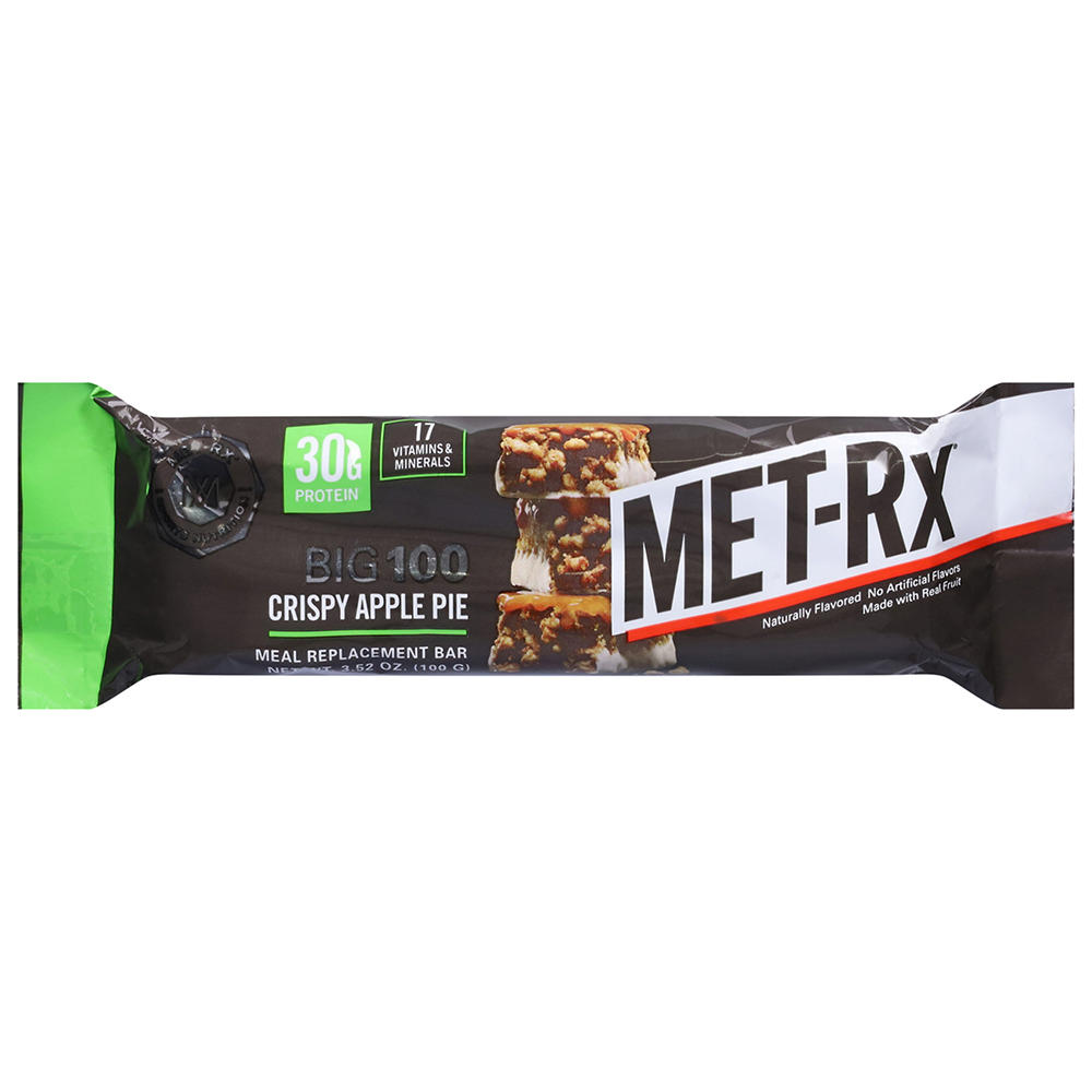 MET-Rx Big 100 Crispy Apple Pie Meal Replacement Bar, 3.52 oz