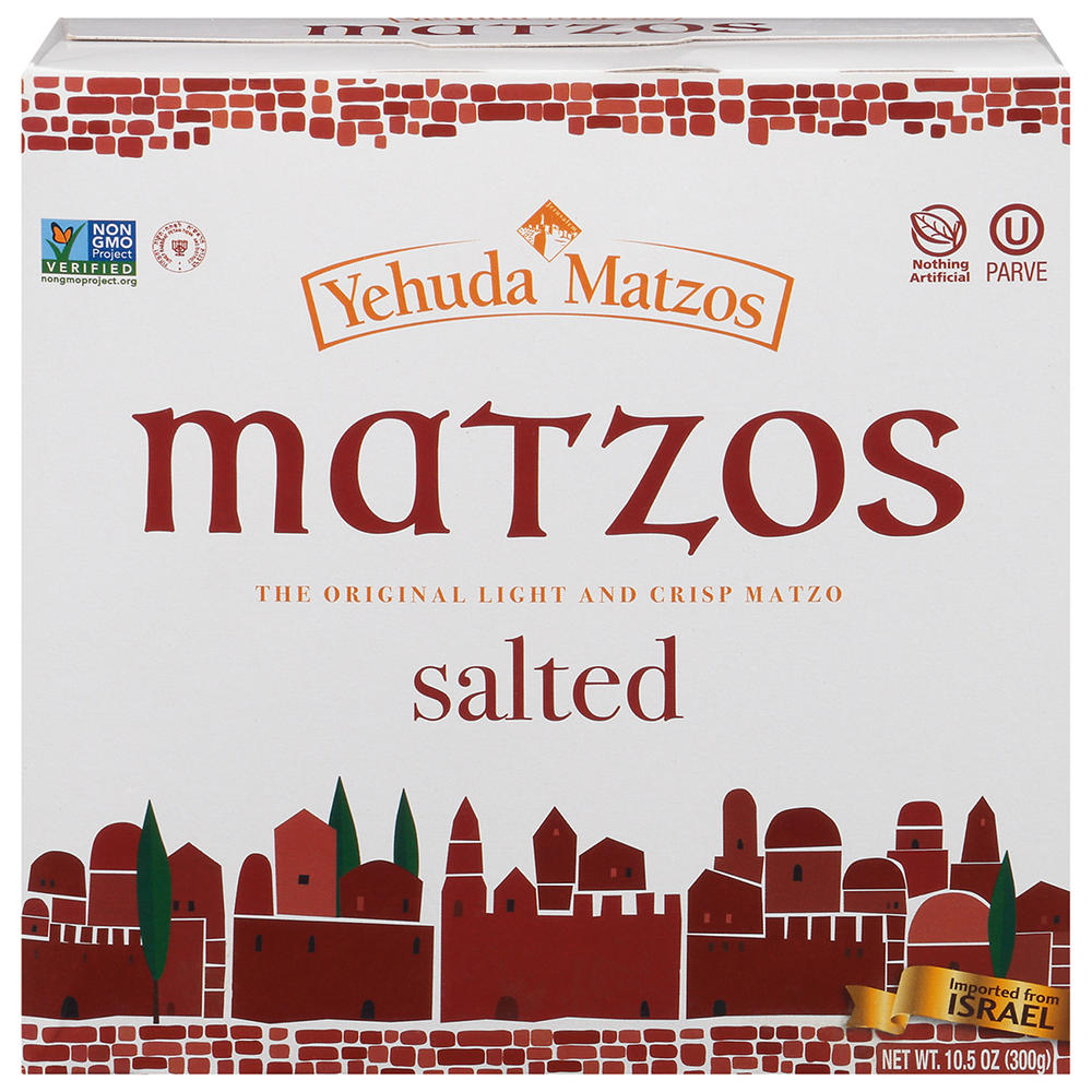 Yehuda Kosher Matzos Jerusalem Baked Salted Matzo Thins, 10.5 oz