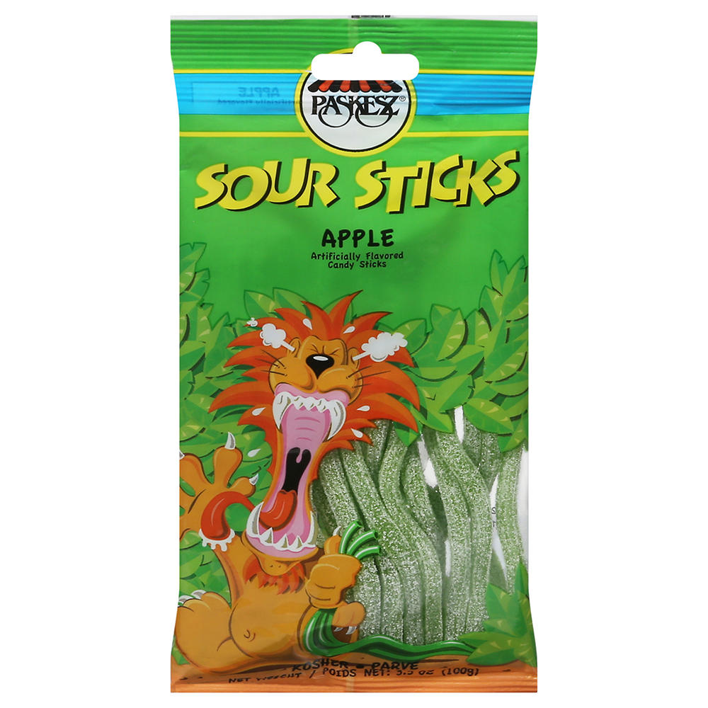 Paskesz Kosher Apple Sour Sticks Candy, 3.5 oz