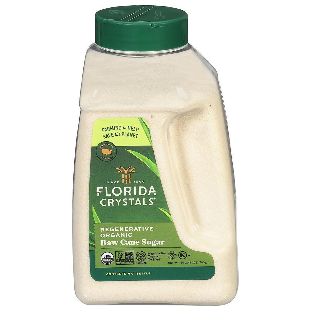 Florida Crystals Regenerative Organic Raw Cane Sugar, 3 lb