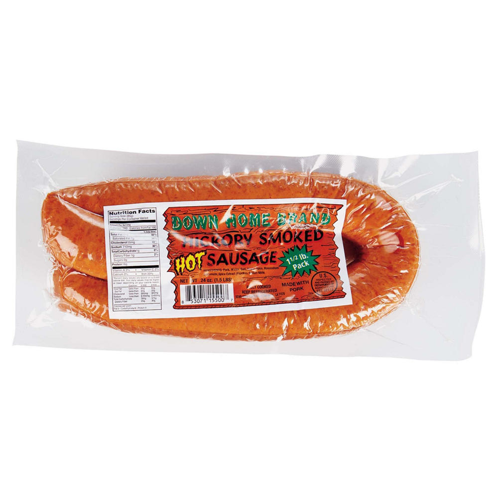 Down Home Meats Hot Hickory Smoked Sausage, 24 oz