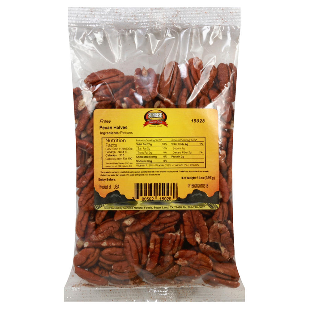 Sunrise Natural Foods Pecan Halves, 14 oz