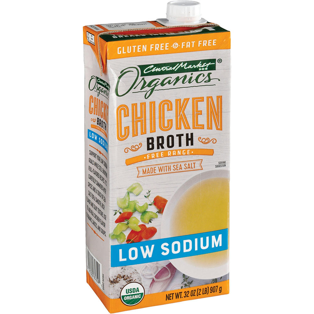 Central Market Organics Free Range Low Sodium Chicken Broth, 32 oz