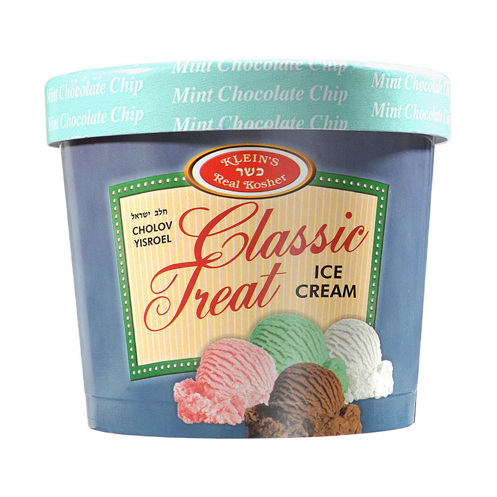 Klein's Kosher Mint Chocolate Chip Ice Cream, 1/2 gal