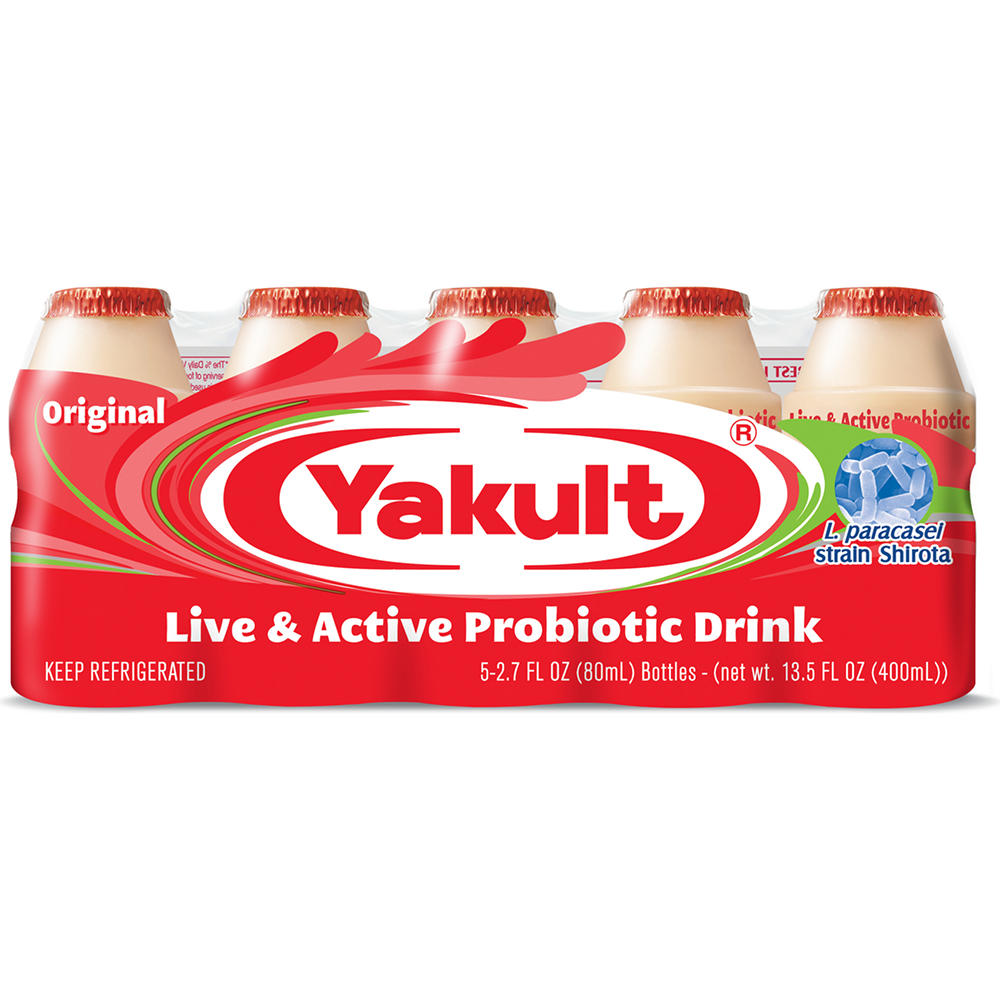 Yakult Non Fat Cultured Probiotic Drink 5 ct Bottles, 2.7 oz