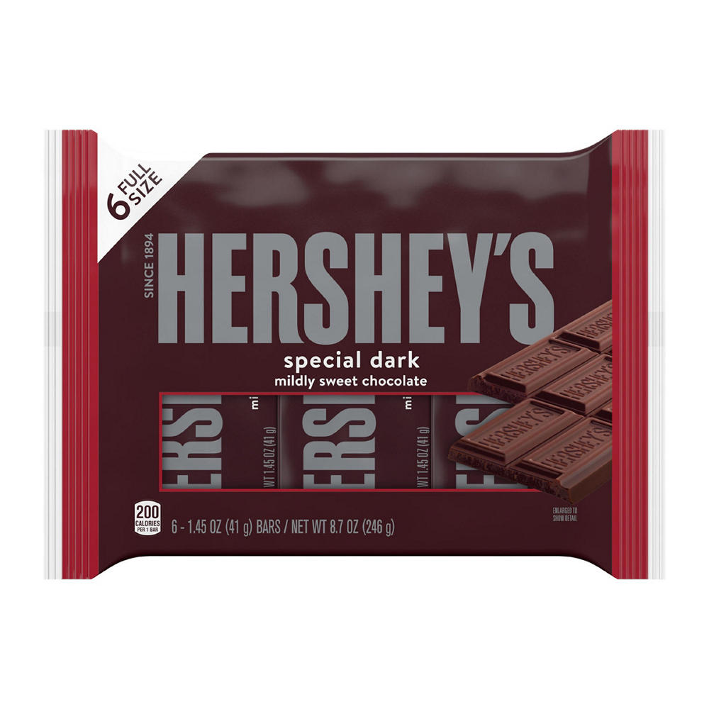 Hershey's Special Dark Mildly Sweet Chocolate Candy Bars, 6 ct