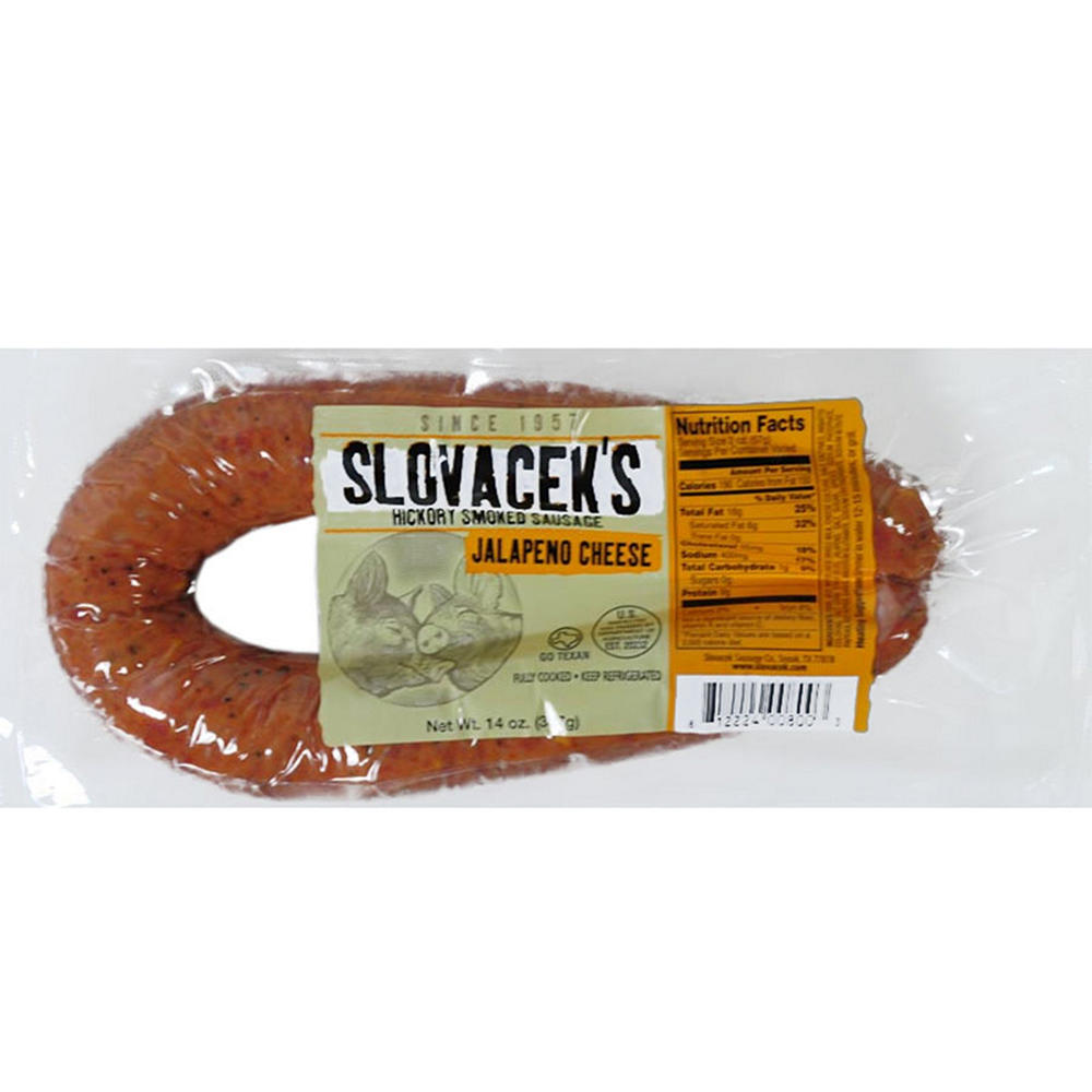 SLOVACEK'S Hickory Smoked Sausage - Jalapeno Cheese, 14 oz