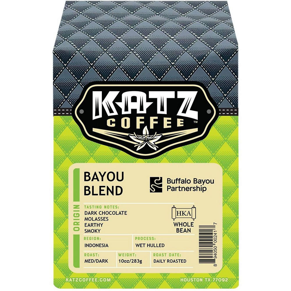 Katz Coffee Bayou Blend Dark Roast Whole Bean Coffee, 10 oz