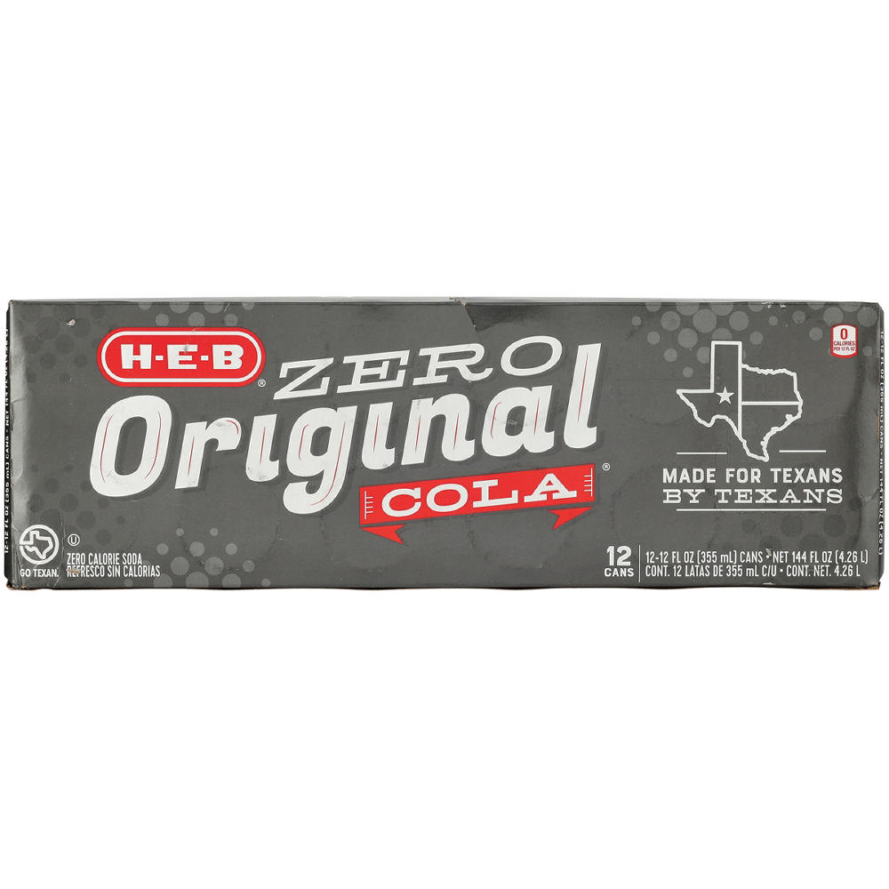 H-E-B Zero Sugar Original Cola 12 pk Cans, 12 oz