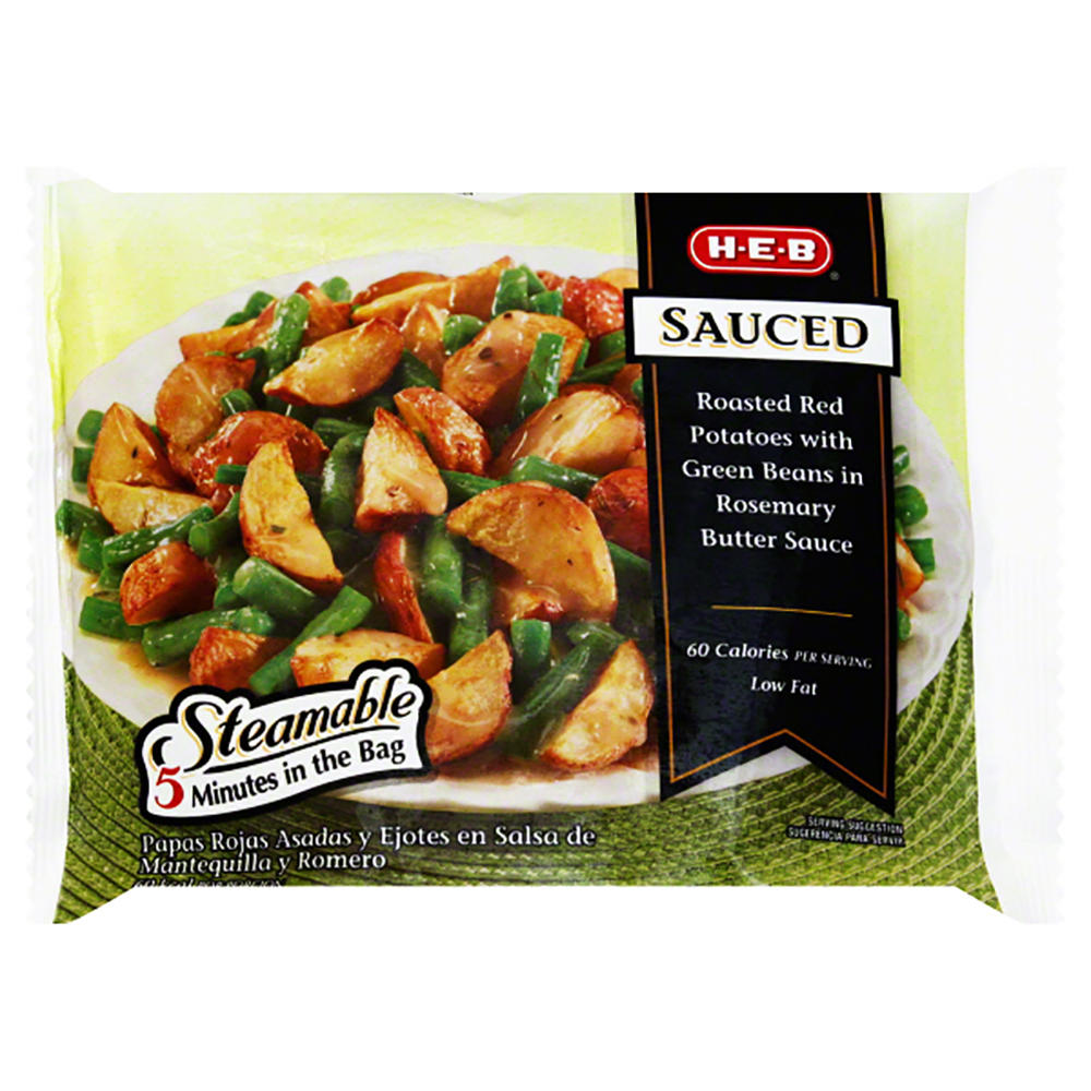H-E-B Frozen Steamable Red Potatoes & Green Beans in Butter Sauce, 12 oz