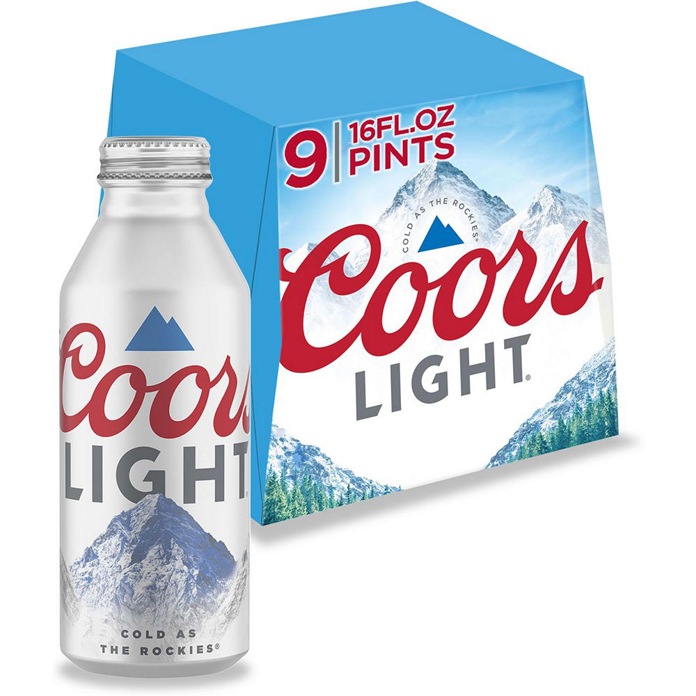 Coors Light Beer 9 pk Aluminum Bottles, 16 oz
