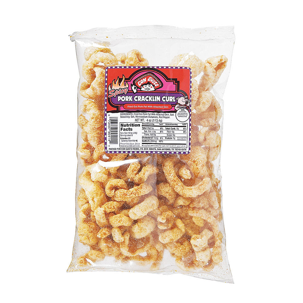 Con Gusto Hot & Spicy Pork Cracklin Curl, 4 oz
