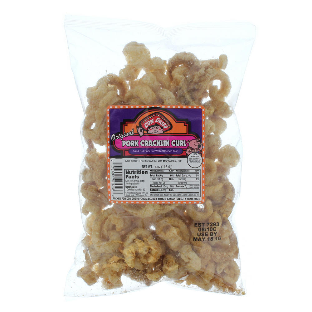 Con Gusto Original Pork Cracklin Curl, 4 oz