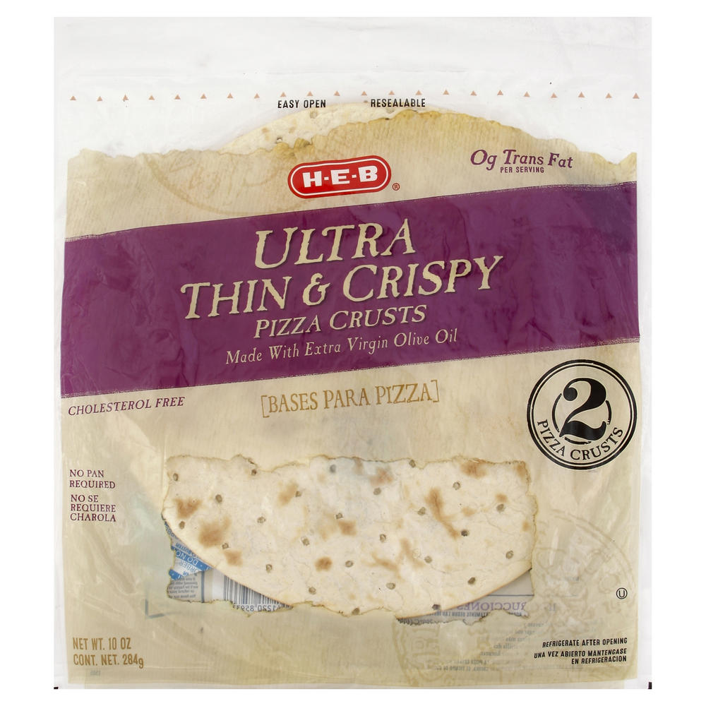 H-E-B Ultra Thin & Crispy 12" Pizza Crusts, 2 ct
