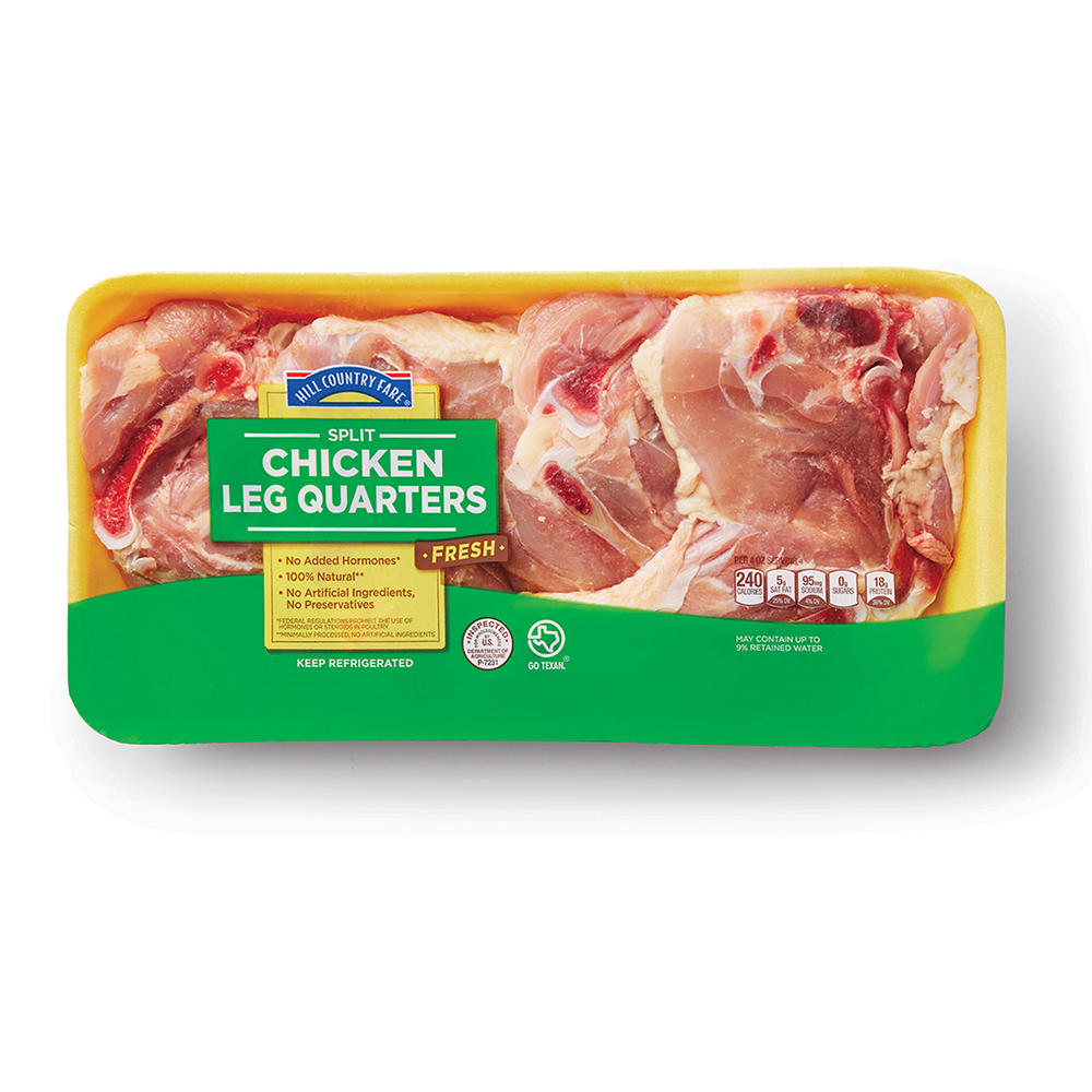 Hill Country Fare Split Chicken Leg Quarters, Avg. 3.37 lbs