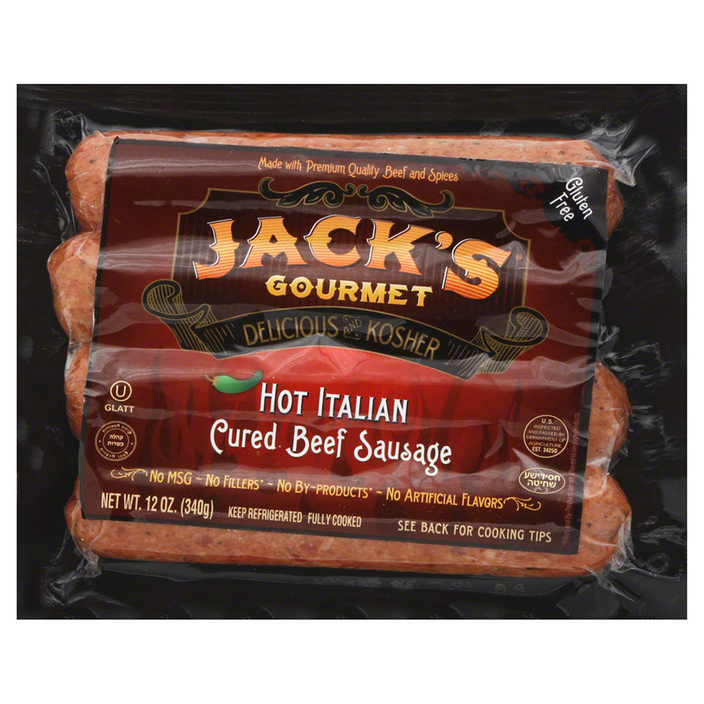 Jack's Gourmet Kosher Hot Italian Sausage, 12 oz