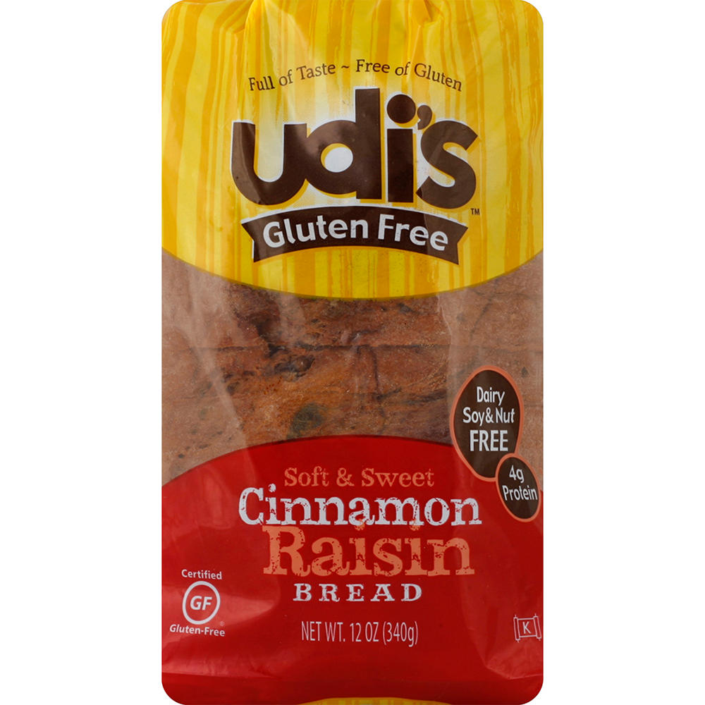 Udi's Gluten Free Cinnamon Raisin Bread, 12 oz