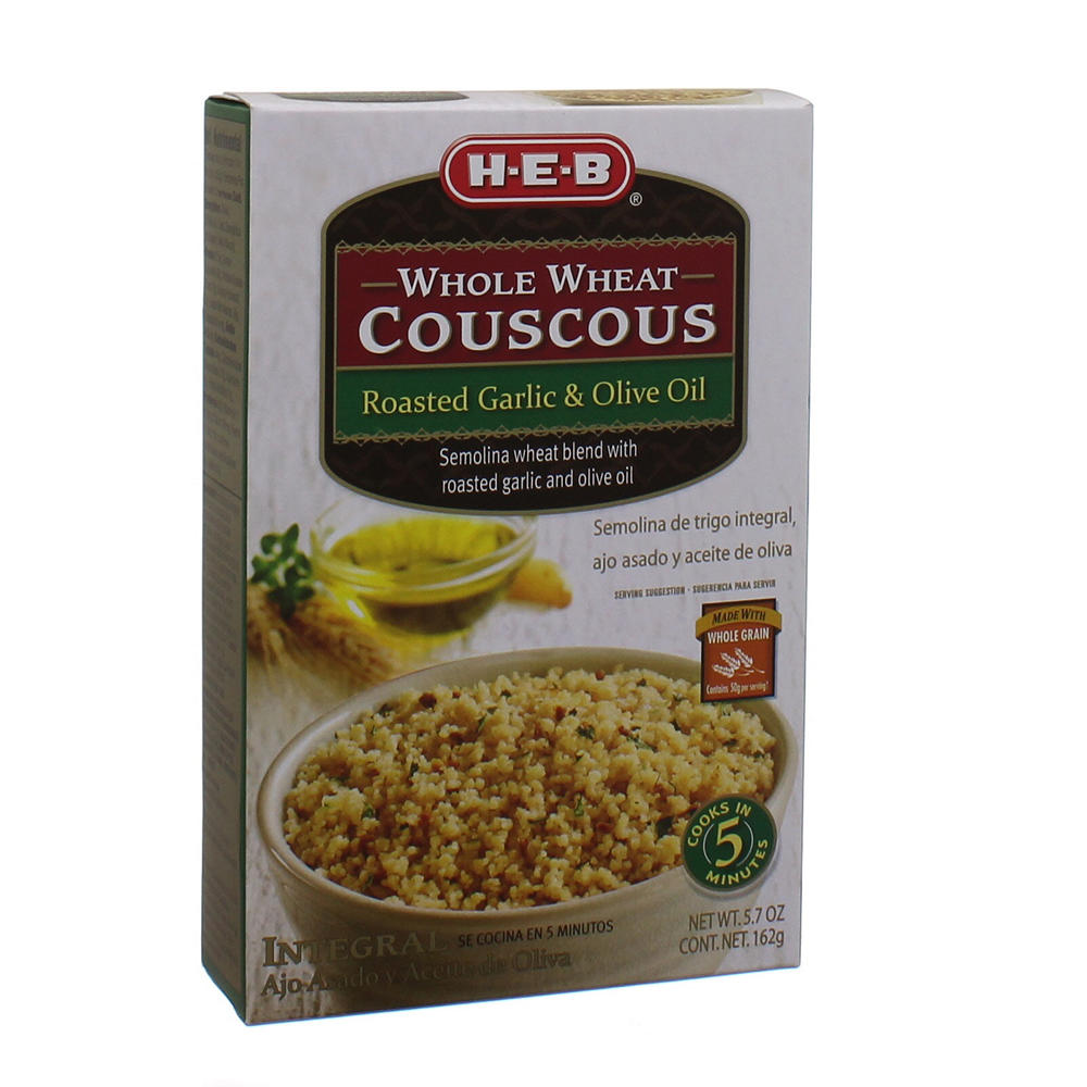 H-E-B Whole Wheat Roasted Garlic & Olive Oil Couscous, 5.7 oz