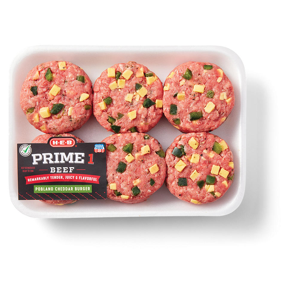 H-E-B Prime 1 Beef Sliders - Poblano Cheese, Avg. 1.0 lb