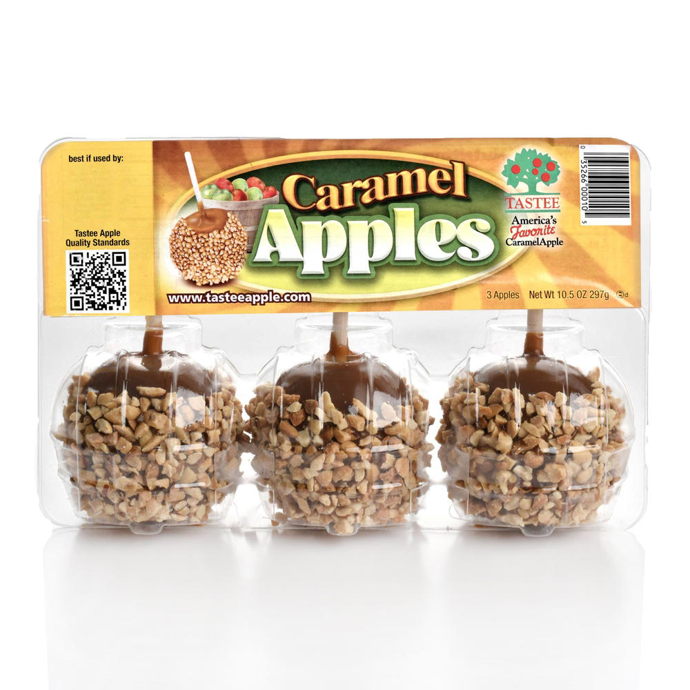Tastee Caramel Apples with Peanuts, 3 ct