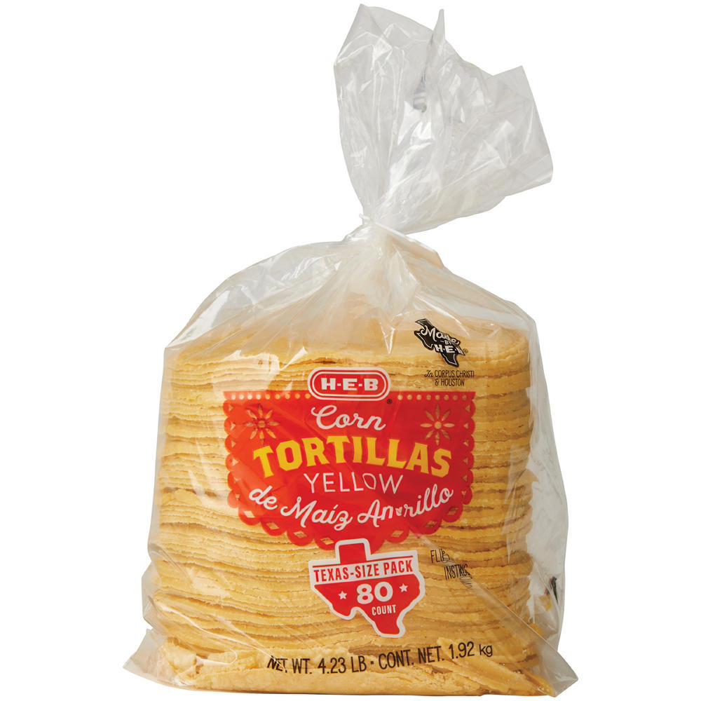 H-E-B Yellow Corn Tortillas - Texas-Size Pack, 80 ct
