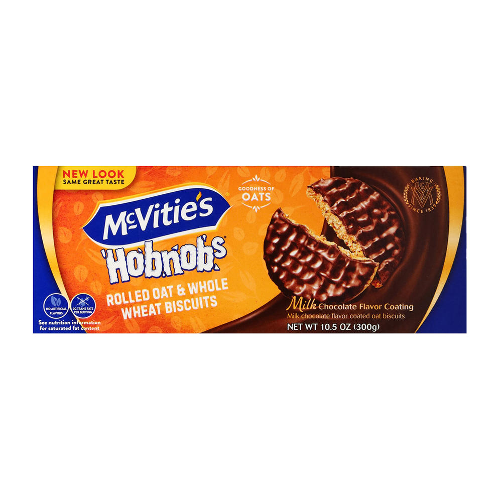 McVitie's HobNobs Milk Chocolate Coated Rolled Oat & Whole Wheat Biscuits, 10.5 oz