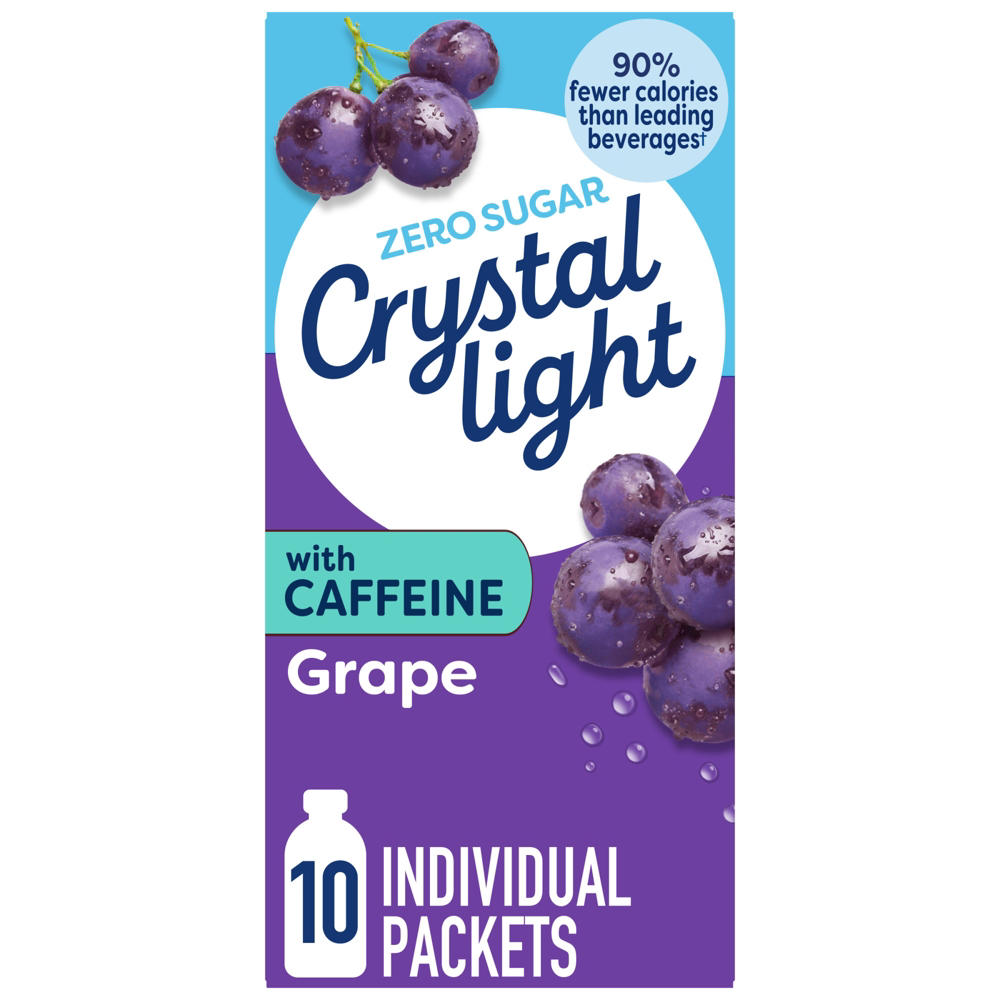 Crystal Light On The Go Powdered Drink Mix with Caffeine Packets - Grape, 10 ct