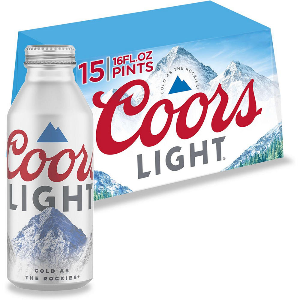 Coors Light Beer 15 pk Aluminum Bottles, 16 oz