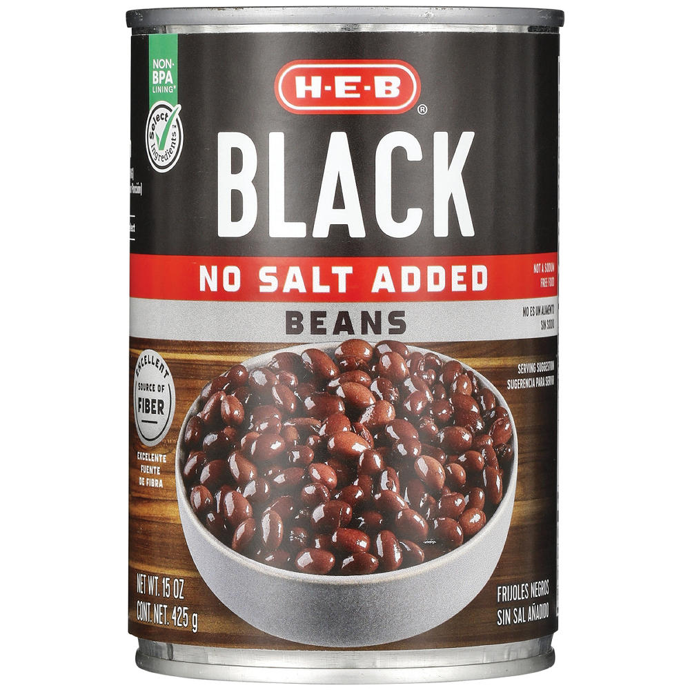 H-E-B No Salt Added Black Beans, 15 oz