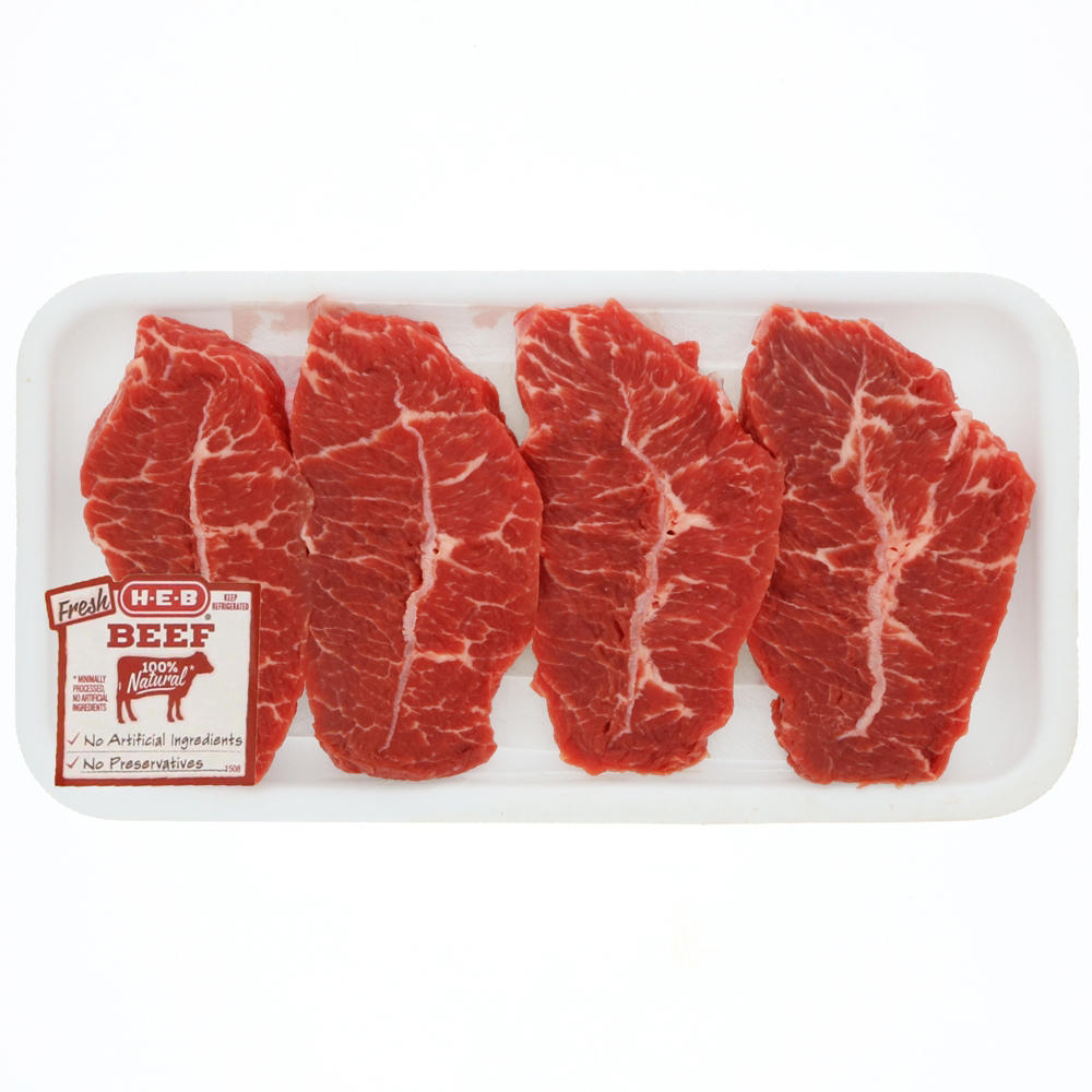 H-E-B Boneless Top Blade Beef Steaks - USDA Select, Avg. 0.93 lb