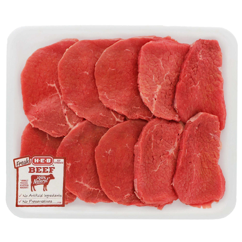H-E-B Beef Eye of Round Steak Wafer Thin Value Pack, USDA Select, Avg. 1.49 lbs