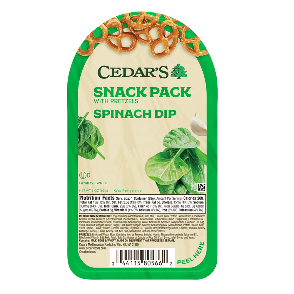 Cedar's Snack Pack - Spinach Dip with Pretzels, 3 oz
